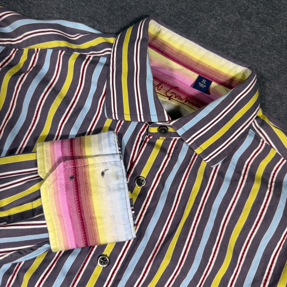 Robert Graham Button Down Shirt Mens XL Multicolor Striped Long Sleeve Cotton
